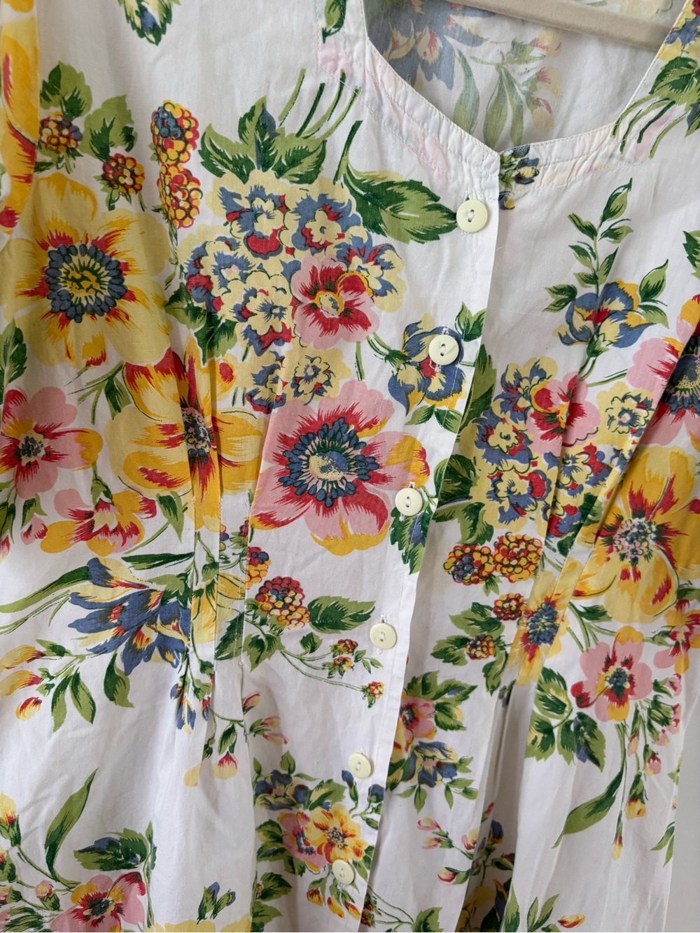 April Cornell Garden Floral Cottagecore Midi Dress White Button Front Tie Back M - Picture 5 of 14